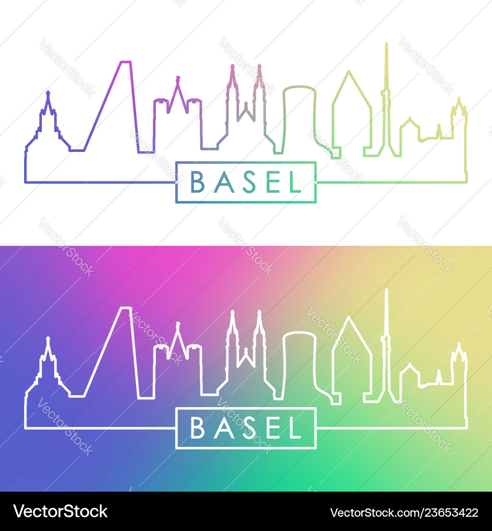 Basel skyline colorful linear style editable Basel skyline colorful linear style editable vector image