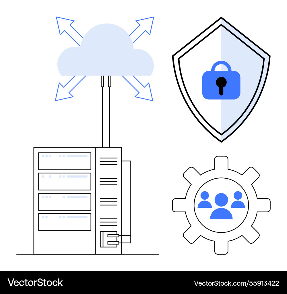 Cloud computing with data security and team Cloud computing with data security and team Vector Image