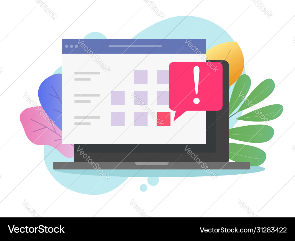 Computer with calendar deadline online list note Computer with calendar deadline online list note vector image