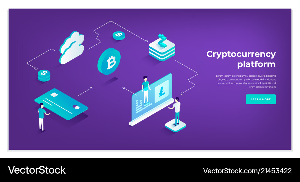 Cryptocurrency exchange and blockchain isometric Cryptocurrency exchange and blockchain isometric vector image