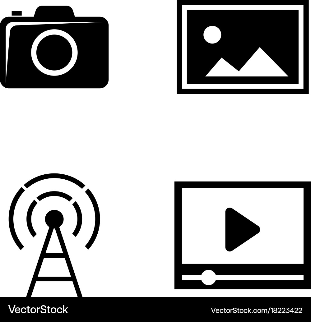 Dslr camera simple related icons Vector Image