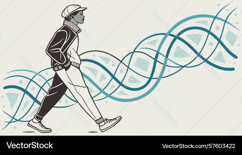 Figure running on wavy abstract lines progress vector image