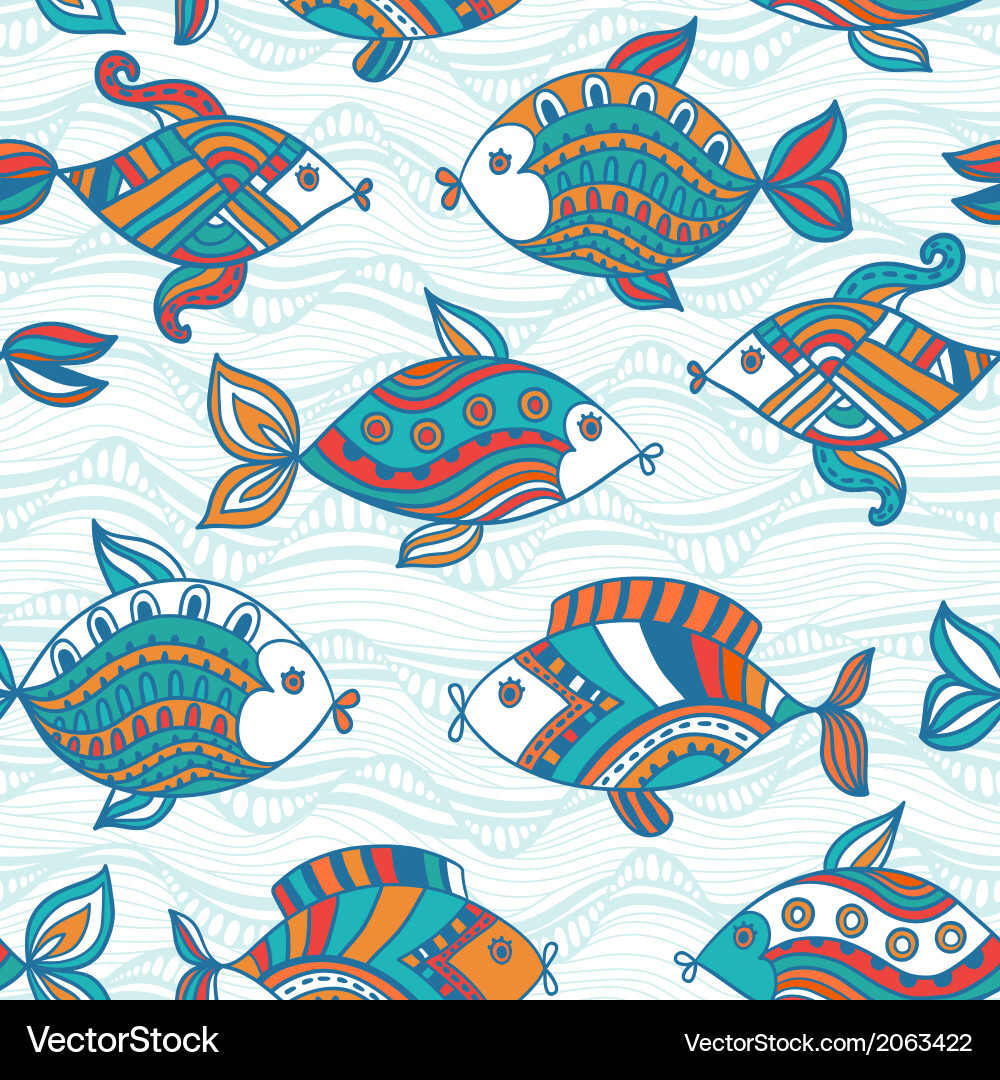 Fish pattern in abstract style copy square vector image