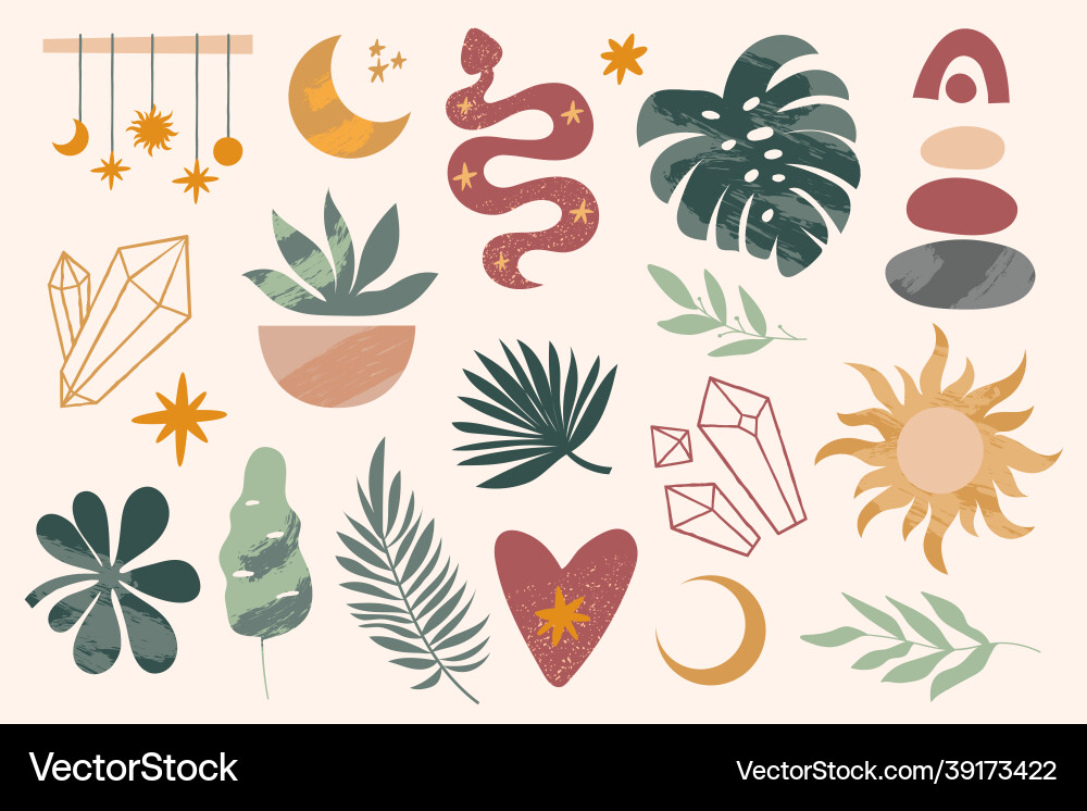 Flat design boho element set Flat design boho element set Vector Image