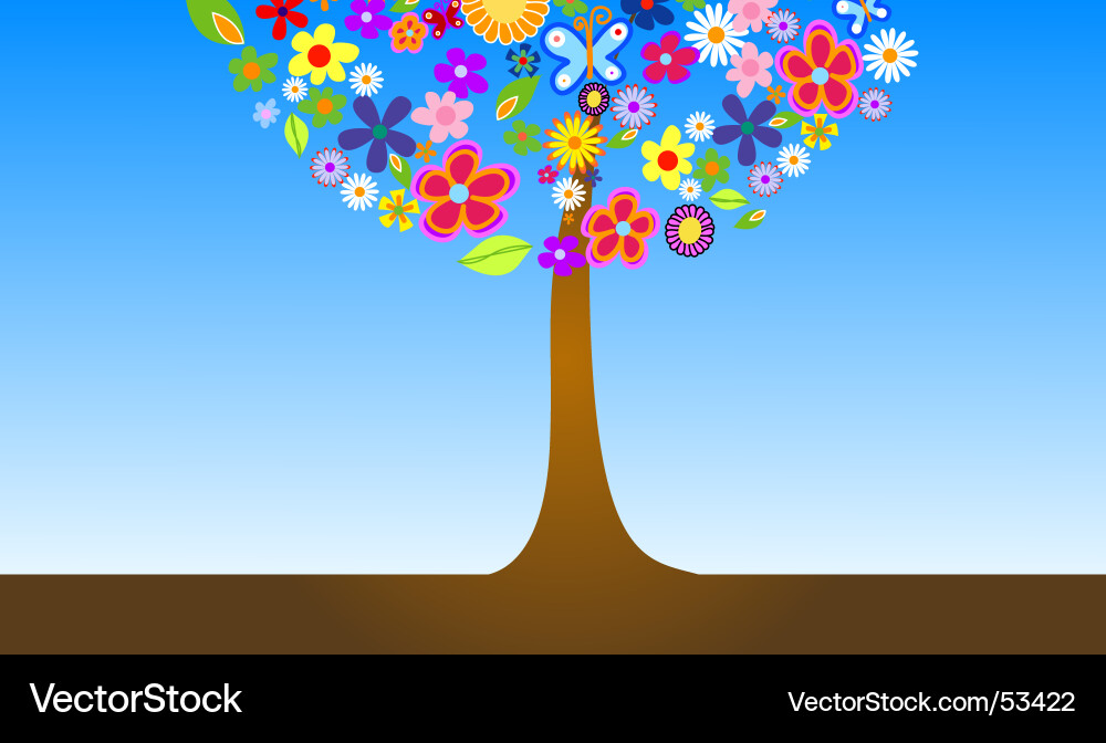 Floral Tree Burst vector image