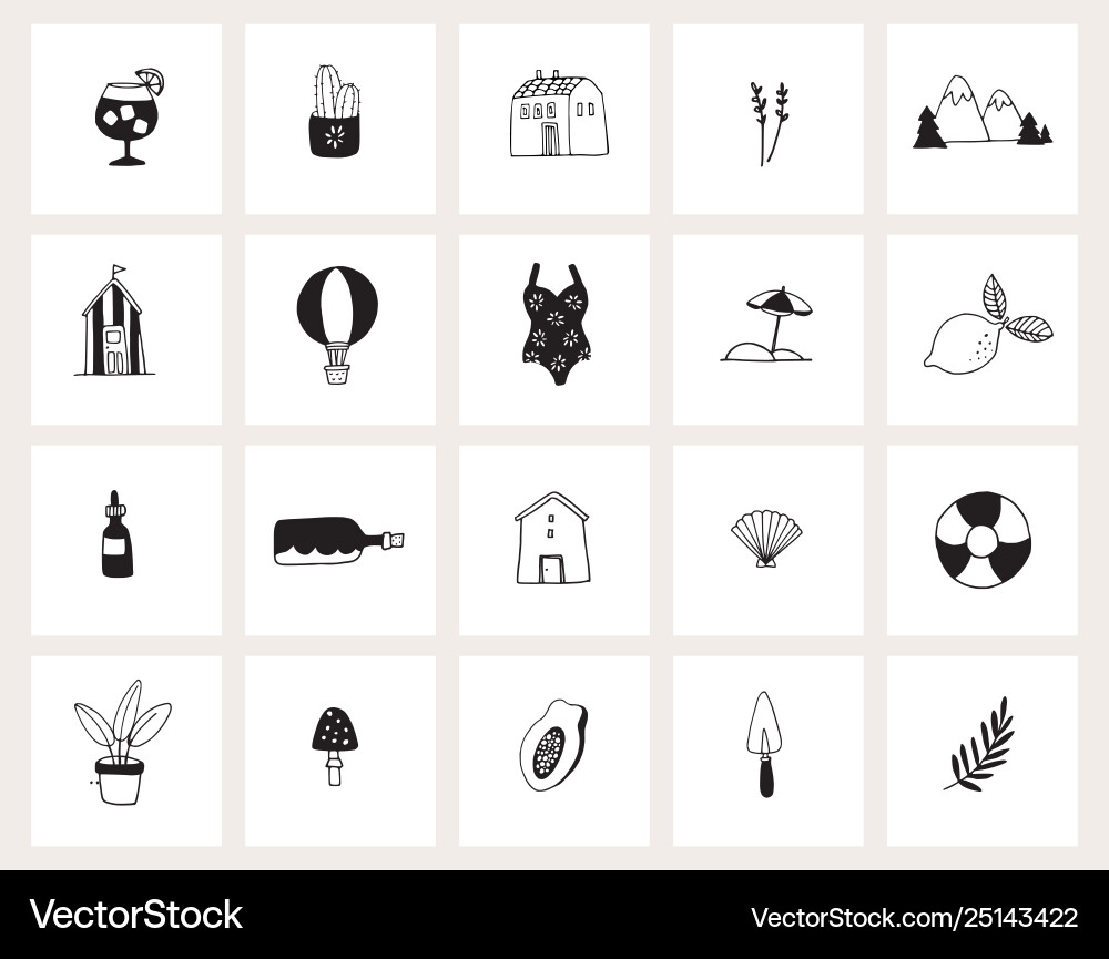 Hand Drawn Doodle Web Icons Vektorbild