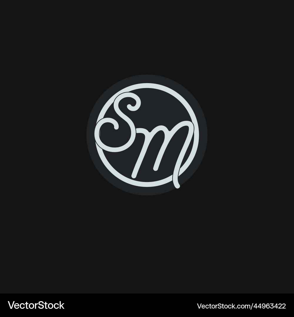 Initials sm logo monogram with simple circle line Vector Image