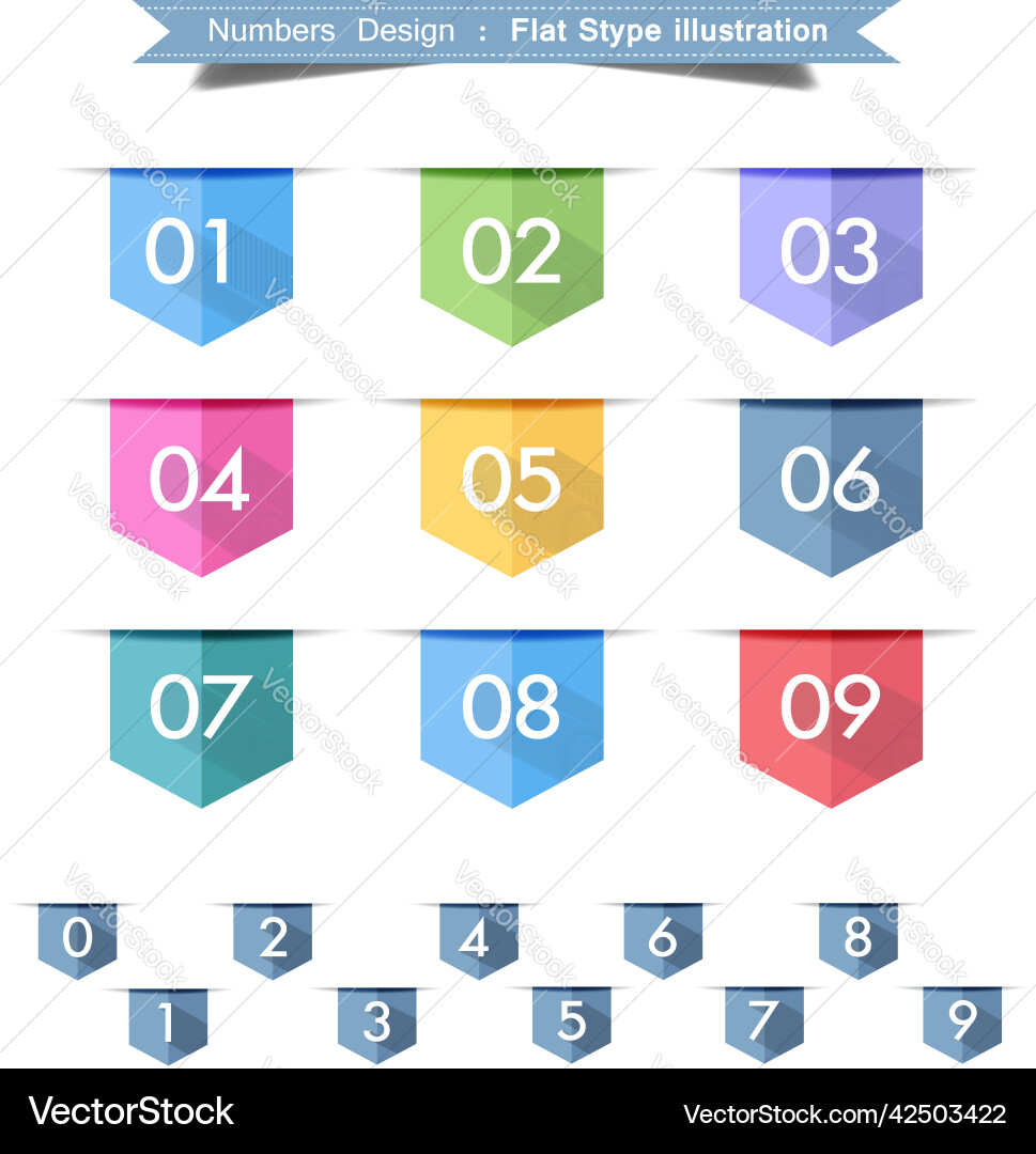 Numbers icon set with full color design element Numbers icon set with full color design element vector image