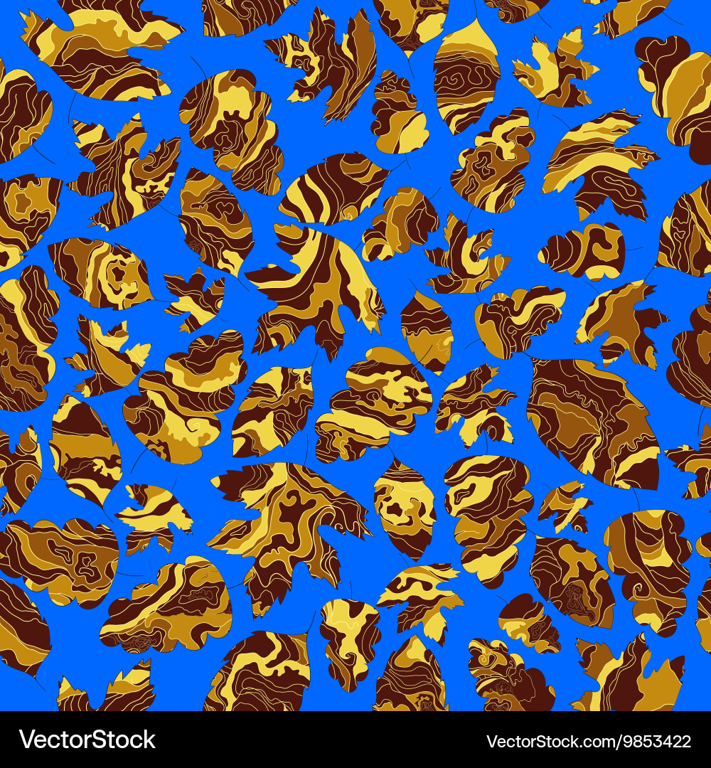 Pattern with the image of leaves a golden Vector Image