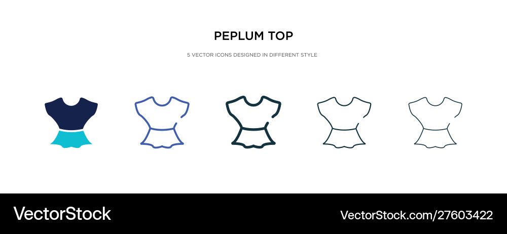 Peplum top icon in different style two colored Vector Image