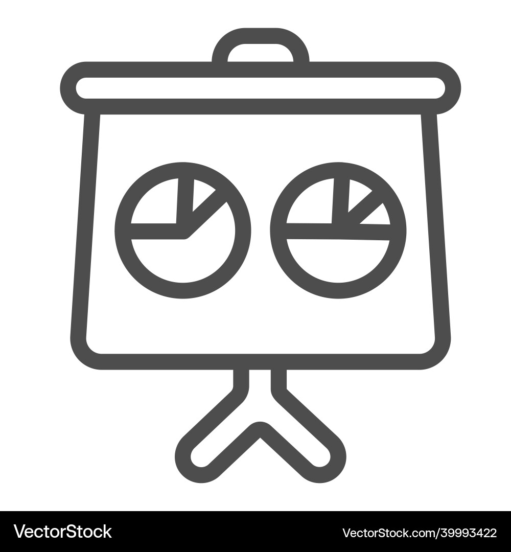 Presentation board with pie chart line icon Presentation board with pie chart line icon vector image