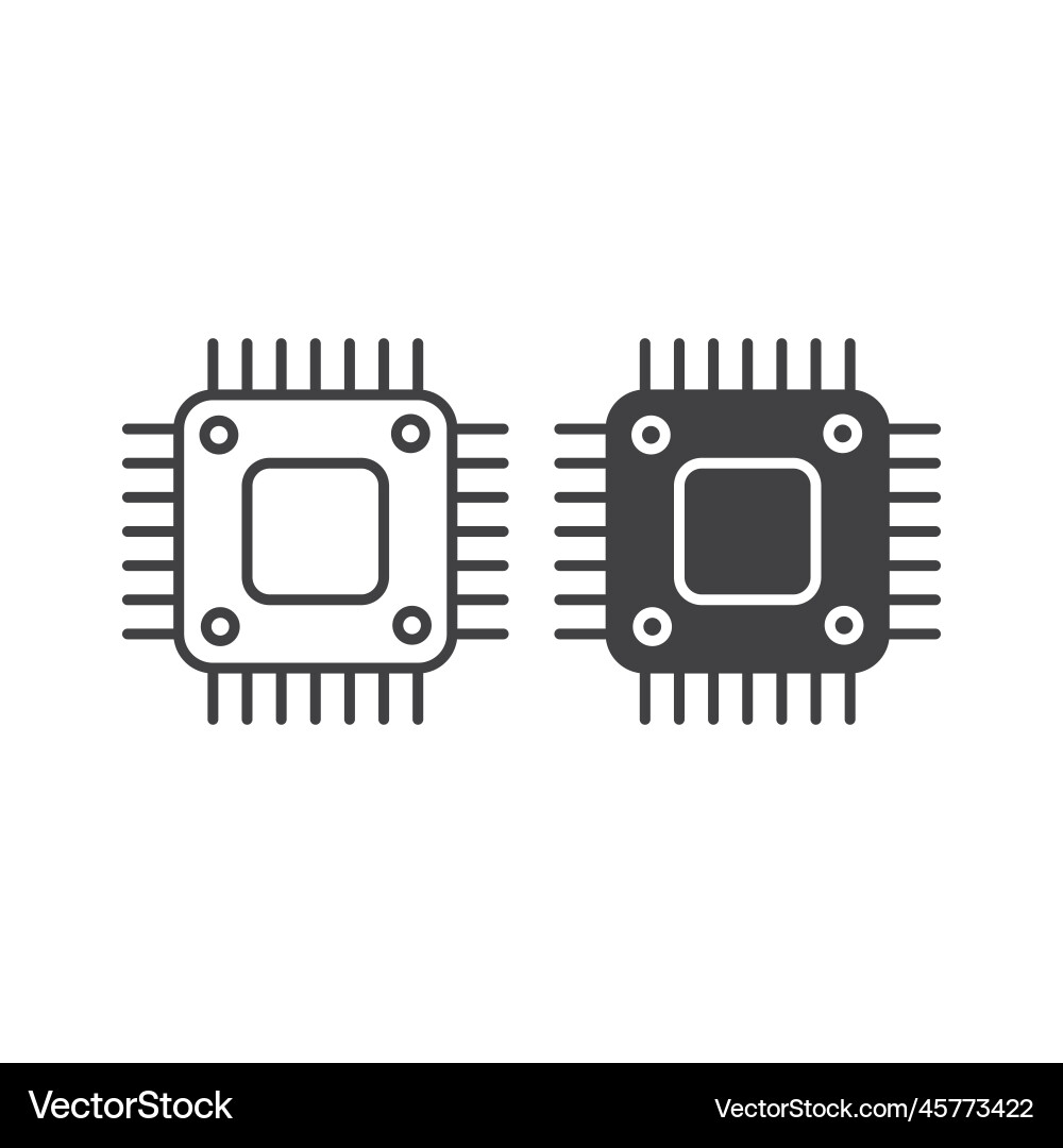 Processor chip circuit icon template Processor chip circuit icon template vector image