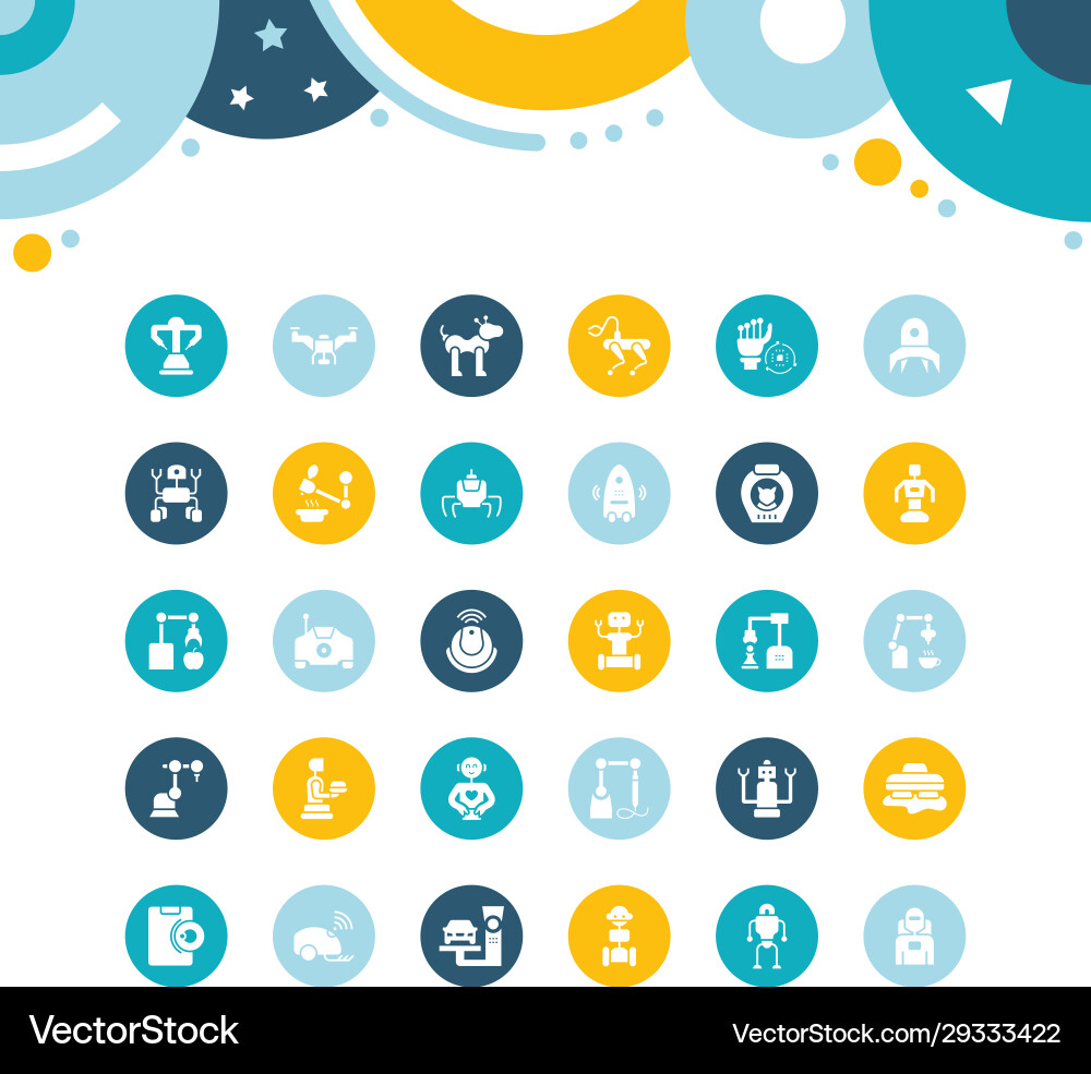 Set simple icons robots Set simple icons robots vector image