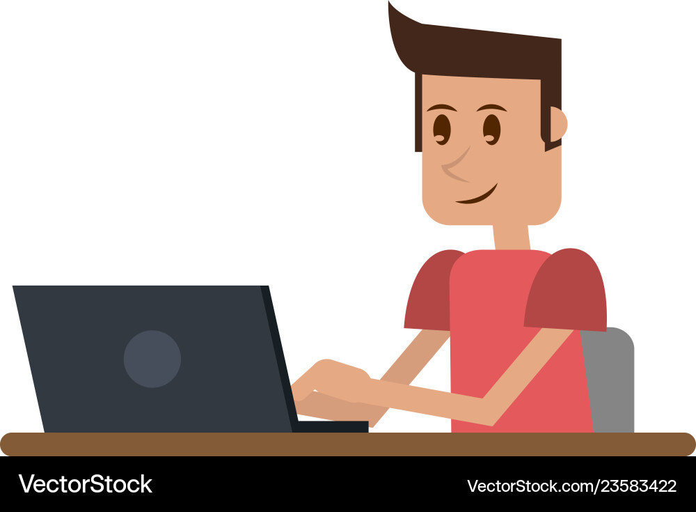 Student with computer Student with computer vector image