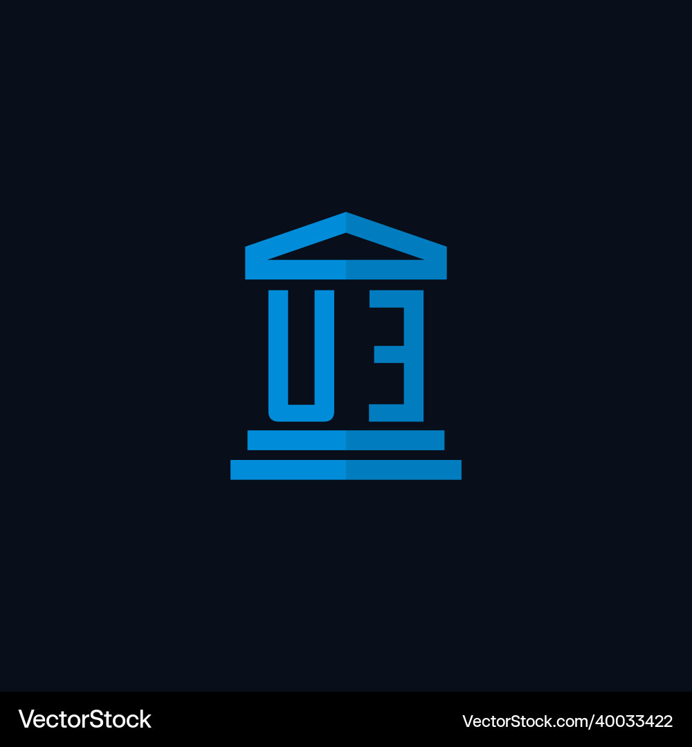 Ue initial logo monogram with simple courthouse Vector Image