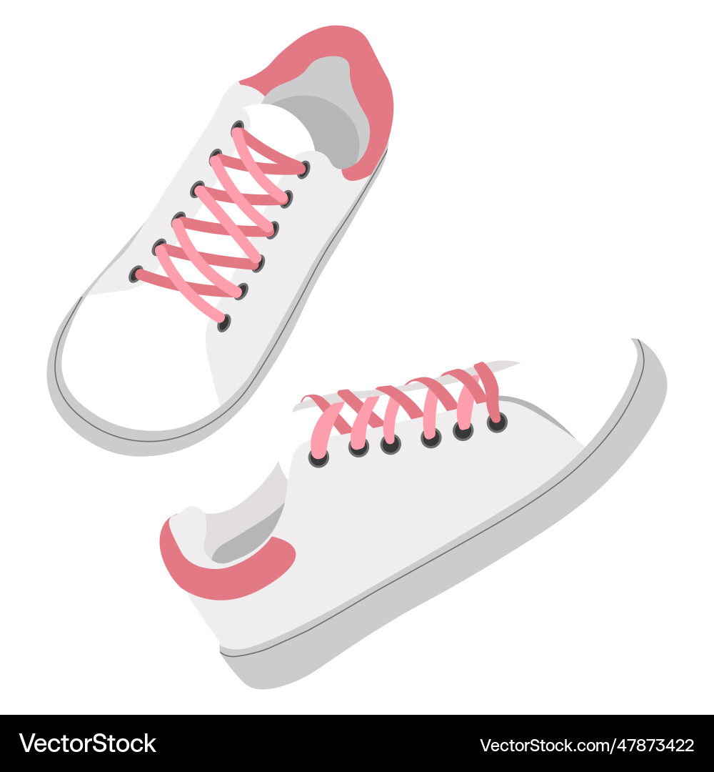 White leather sneakers with laces modern shoes White leather sneakers with laces modern shoes vector image