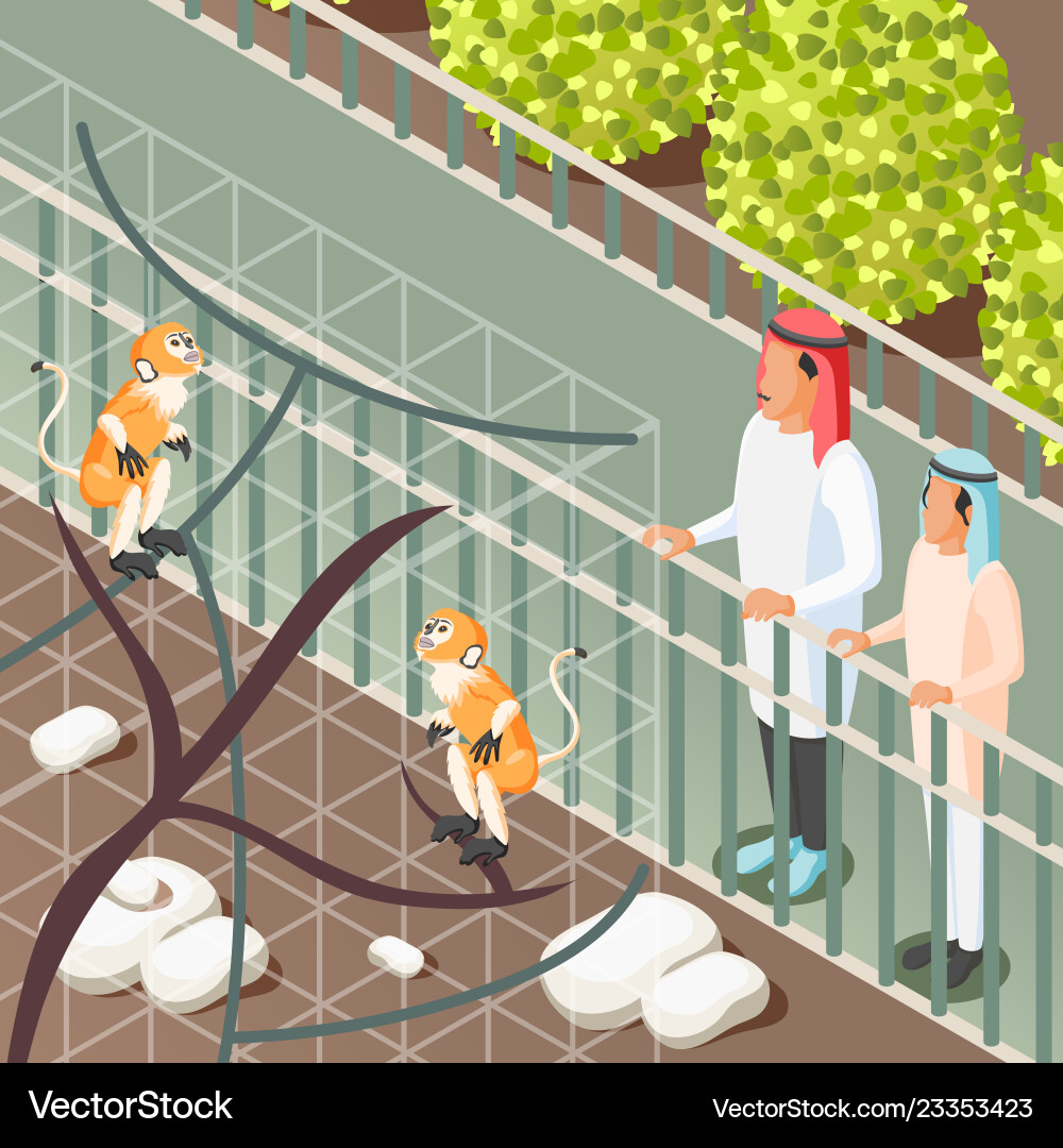 Arabic family isometric background Arabic family isometric background vector image