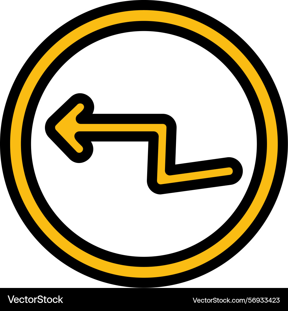 Arrow zigzag left line filled style icon design Vector Image