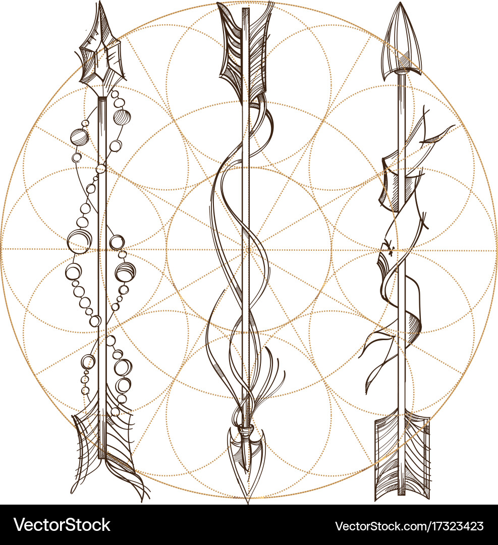 Arrows a set of elements in the style boho vector image