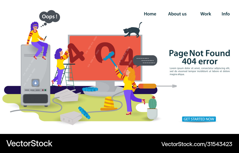Banner oops 404 error page not found internet Banner oops 404 error page not found internet vector image