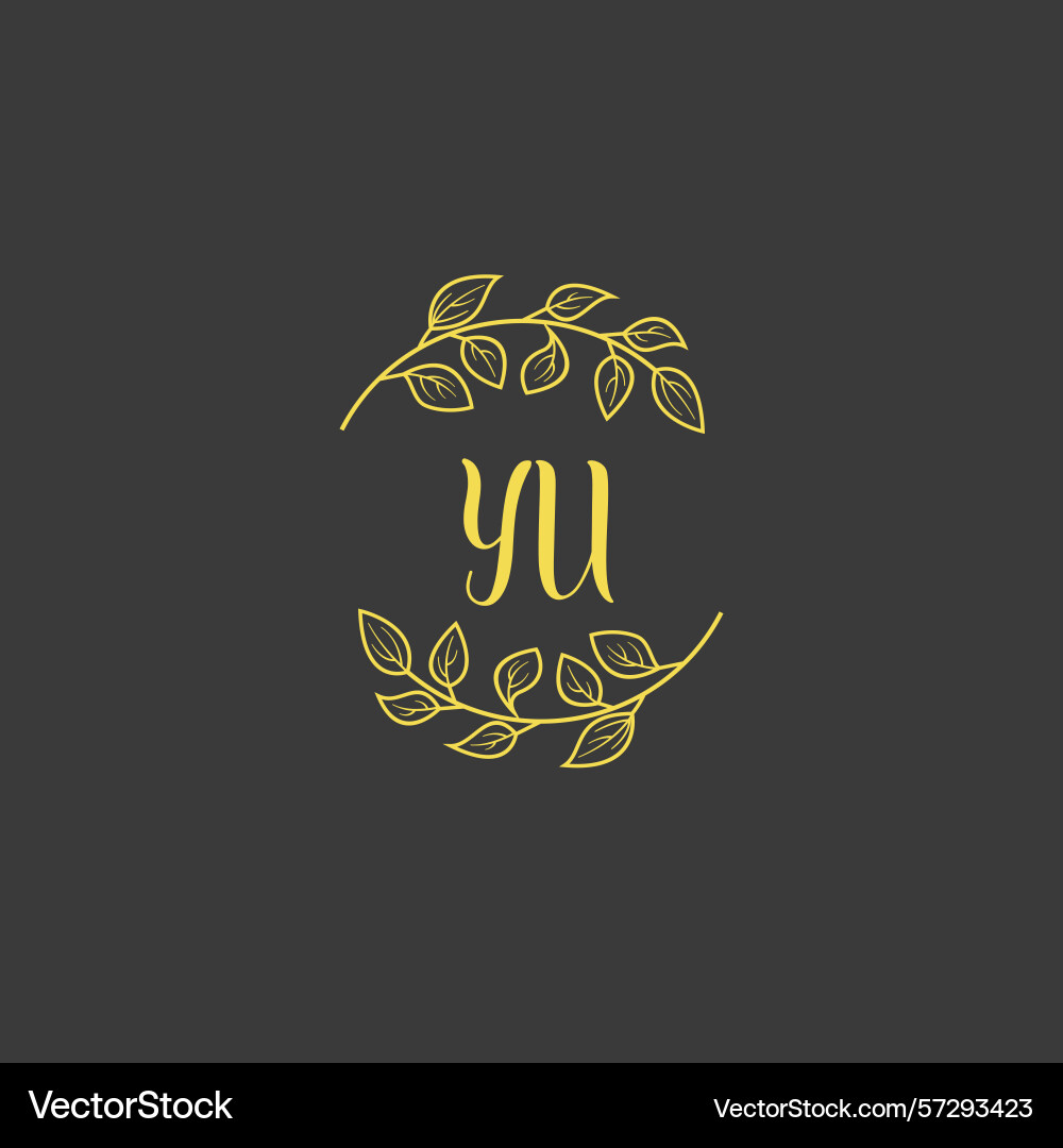 Botanical monogram logos with initial yu Vector Image