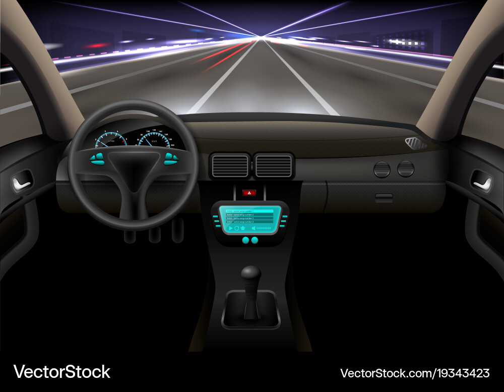 Car interior night Royalty Free Vector Image VectorStock