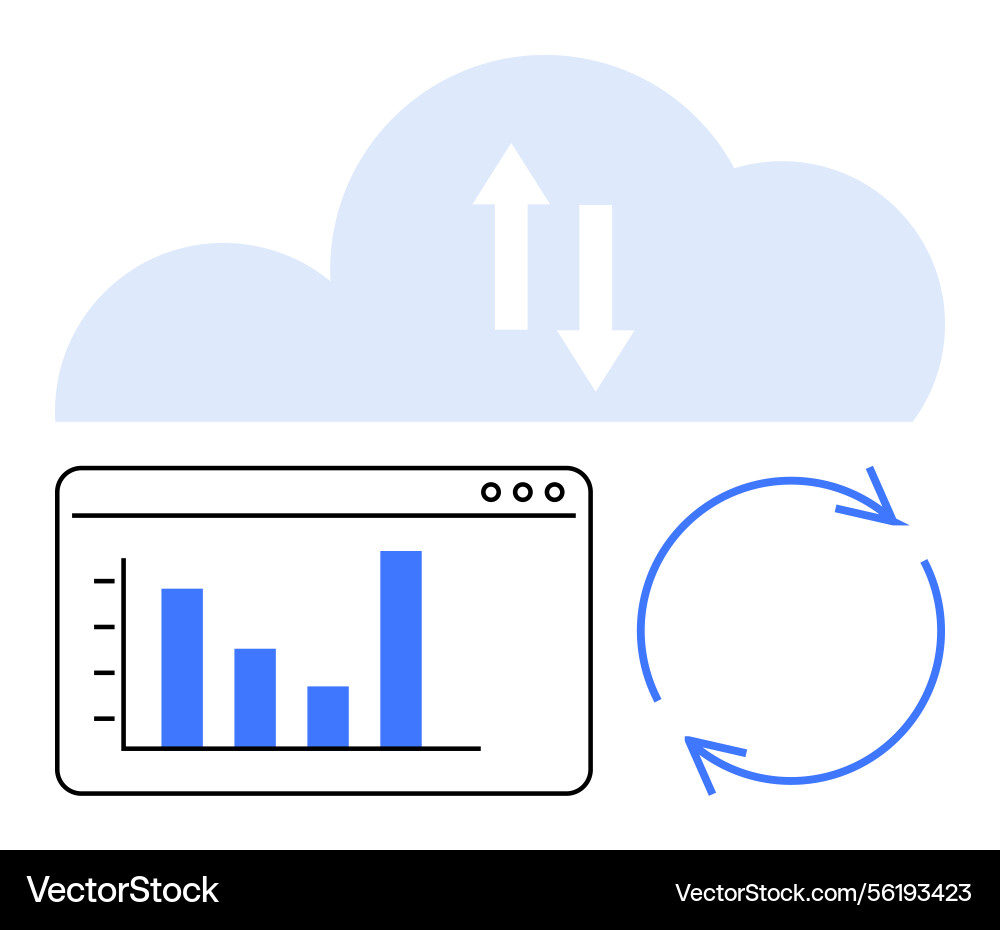 Cloud data synchronization with charts Cloud data synchronization with charts vector image