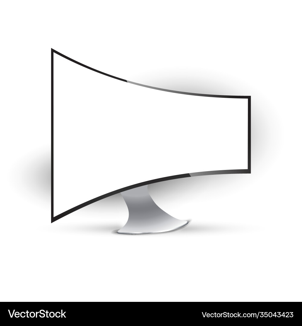 Curved screen desktop monitor side view Curved screen desktop monitor side view vector image