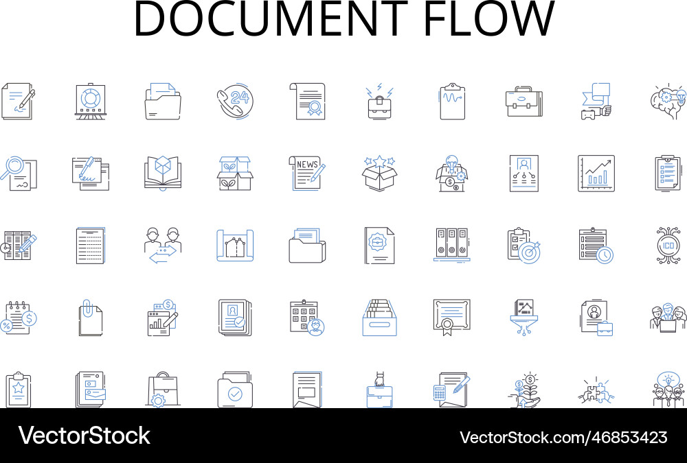 Document flow line icons collection tech gadget Vector Image