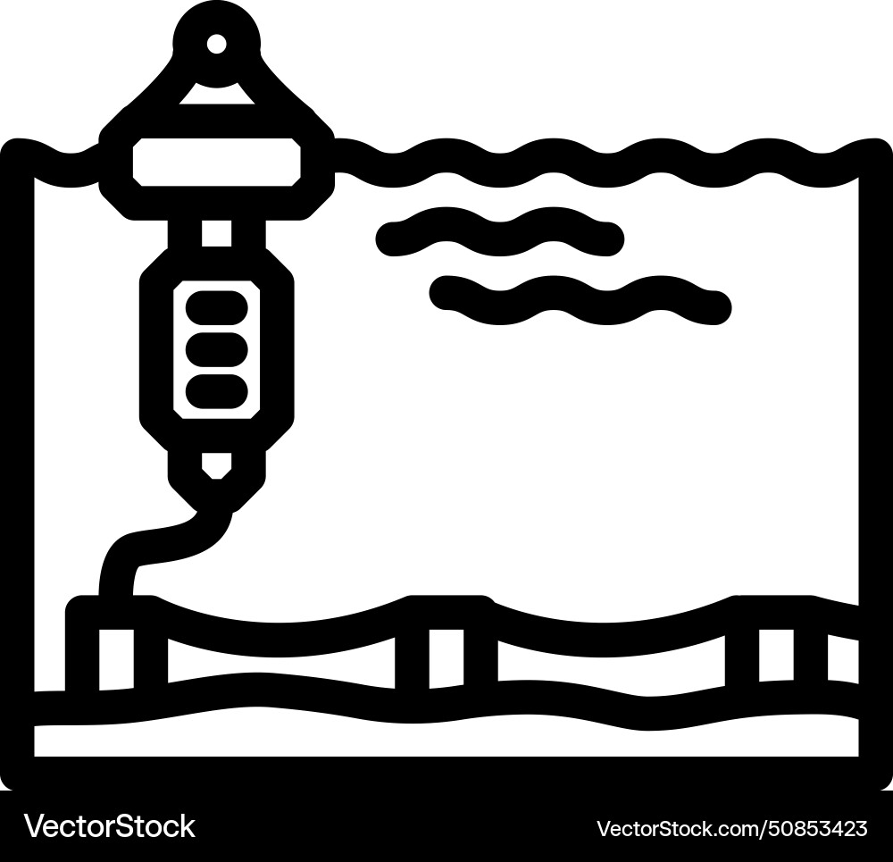 Floating platform tidal power line icon vector image