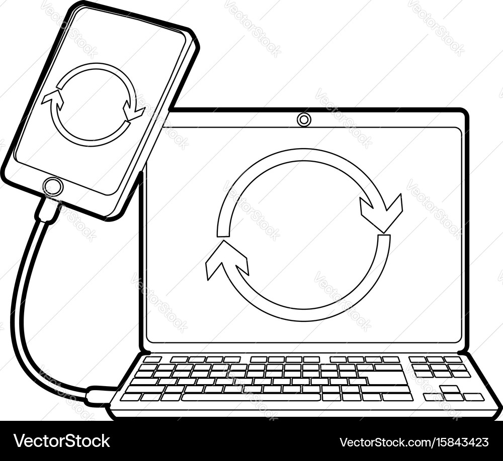 Gadgets synchronized operation icon outline style Vector Image