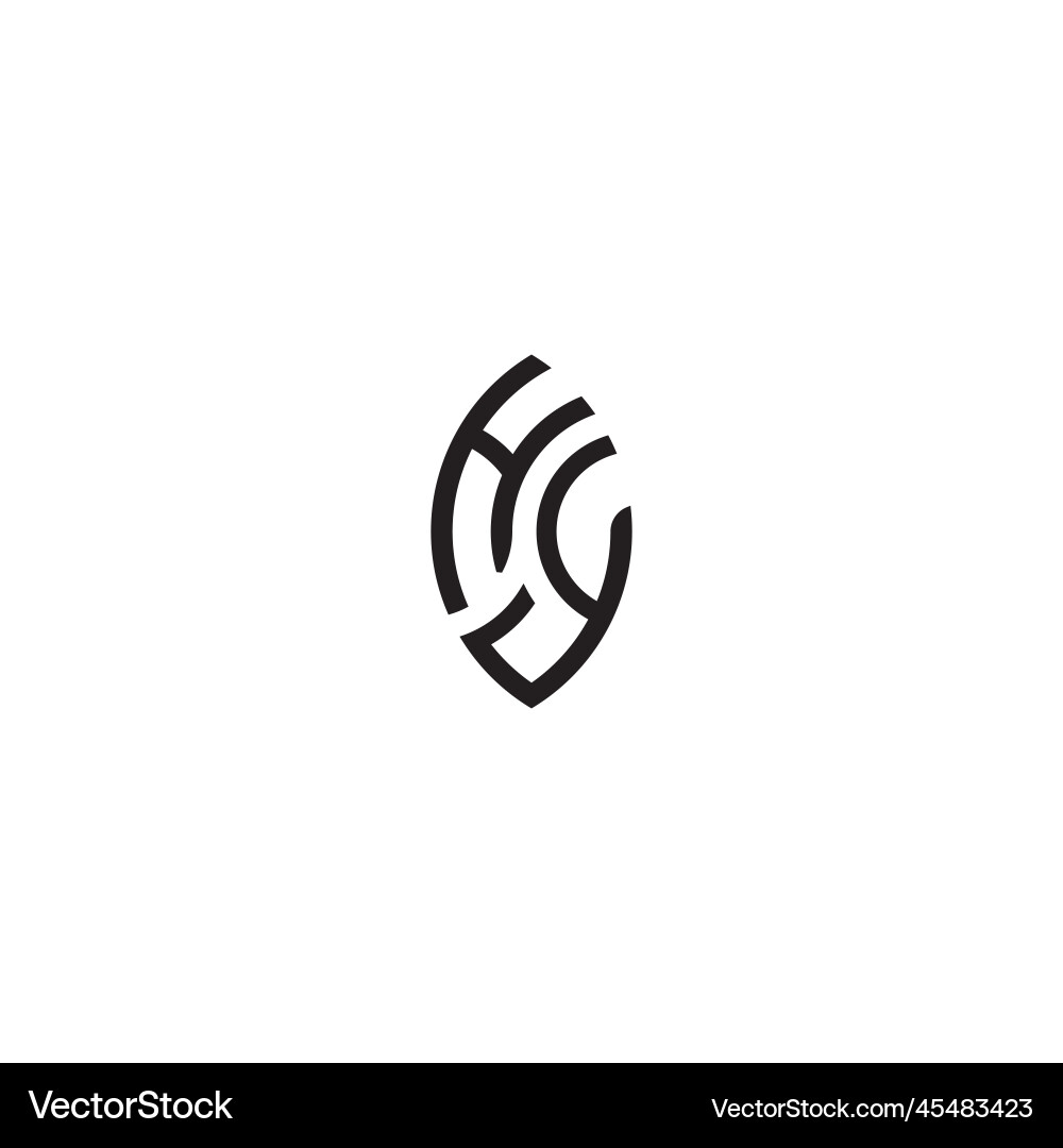 Hy leaf shape line initial concept with high Hy leaf shape line initial concept with high vector image