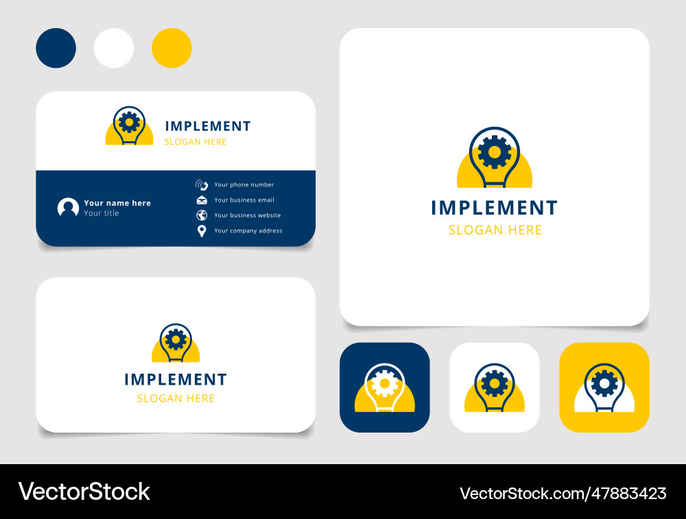 Implement logo design with editable slogan vector image