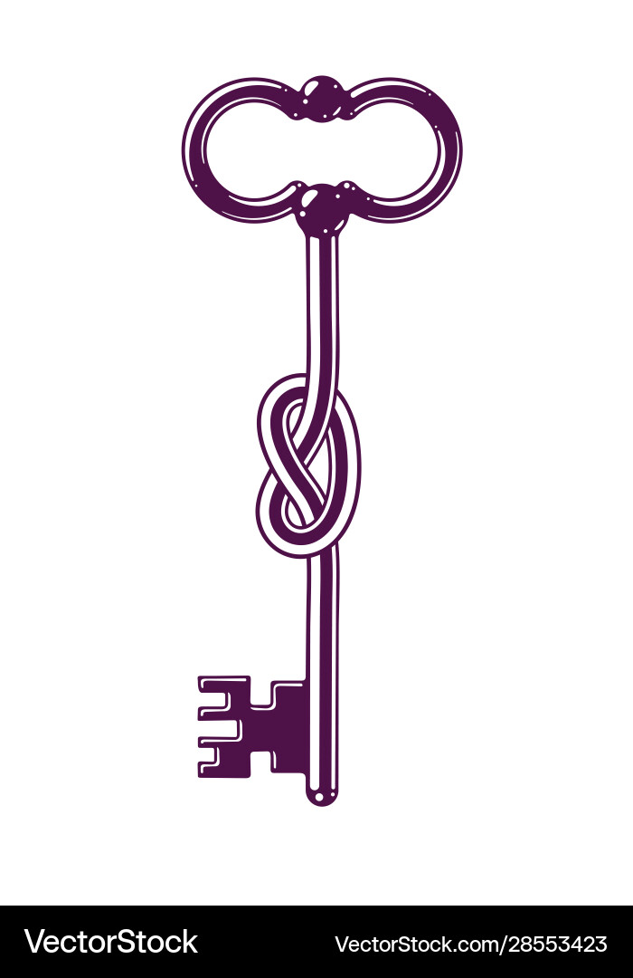 Knotted key allegorical symbol keep secret Knotted key allegorical symbol keep secret vector image