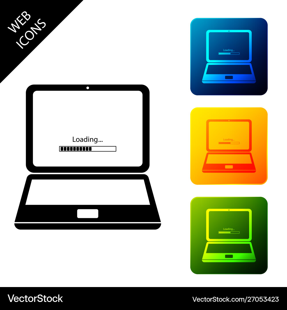 Laptop update process with loading bar icon Laptop update process with loading bar icon vector image