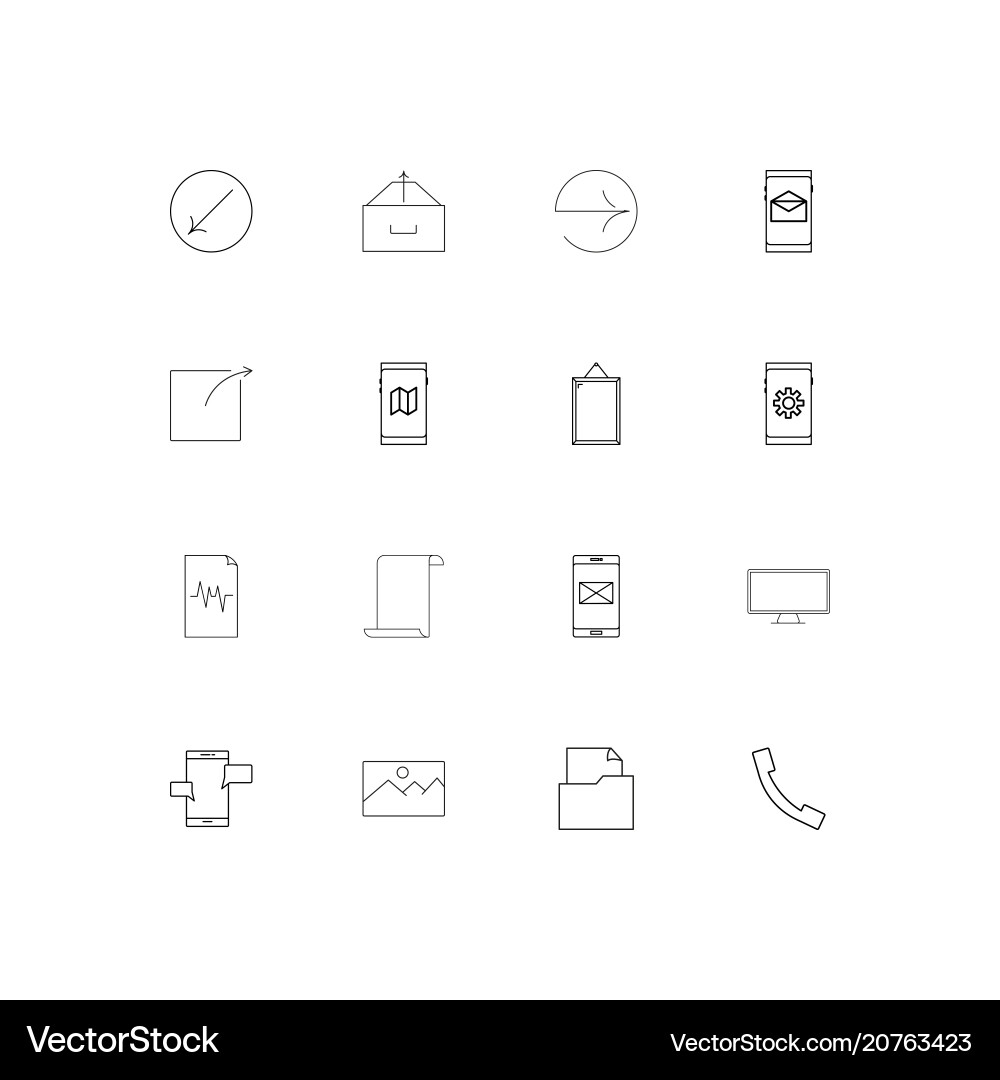 Network and database linear thin icons set vector image