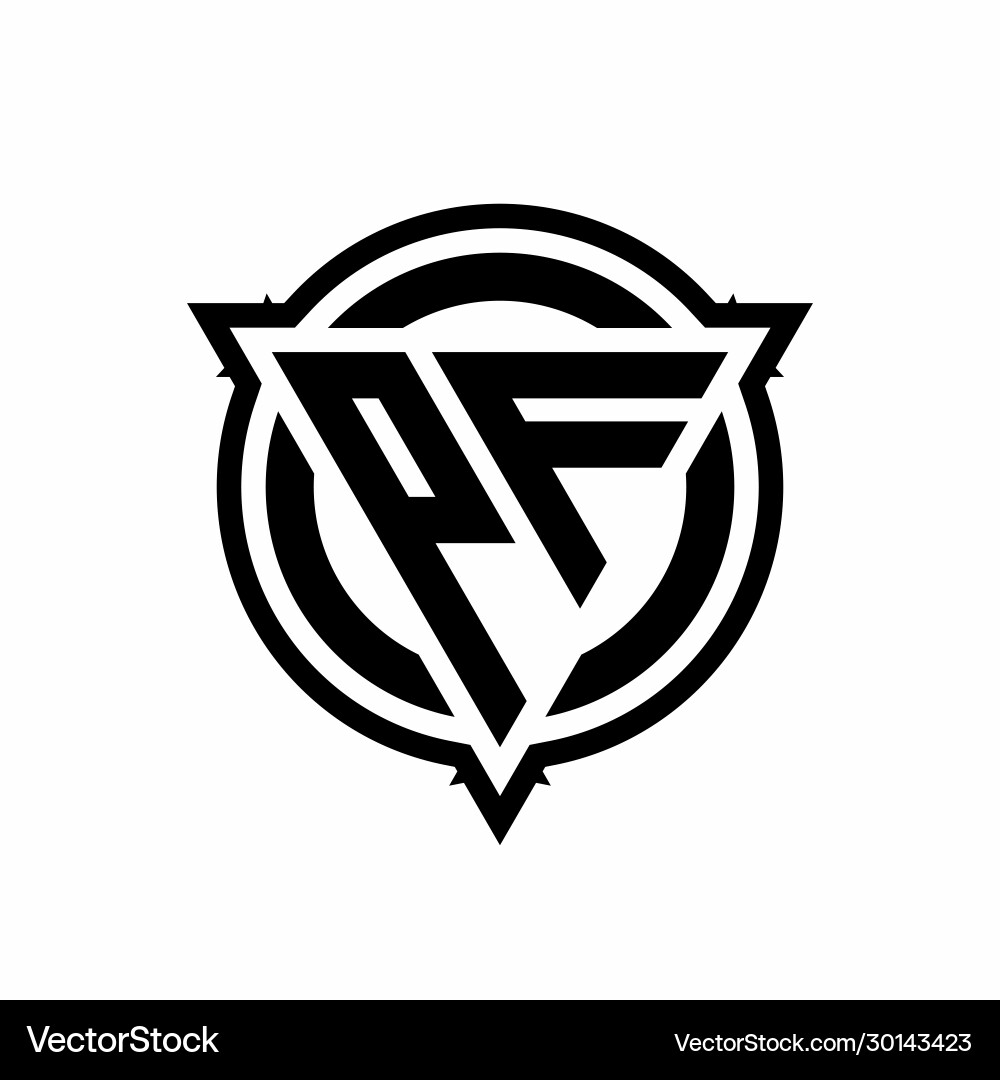 Pf logo with triangle shape and circle vector image