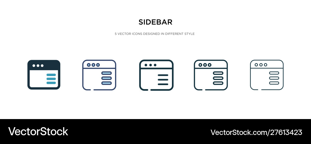 Sidebar icon in different style two colored Vector Image