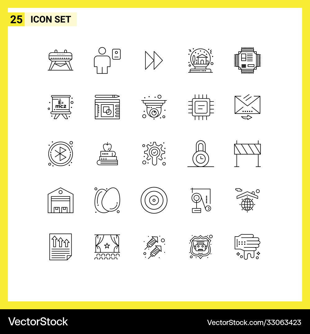 User interface pack 25 basic lines chip Vector Image