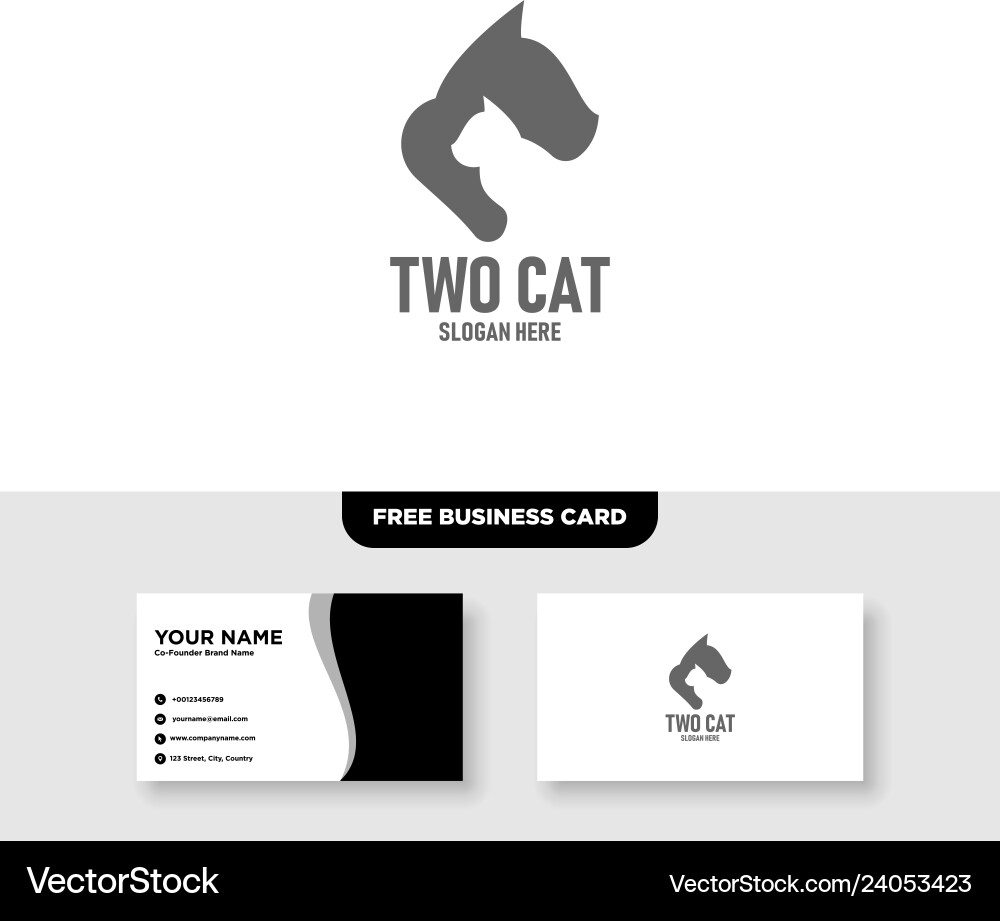 Zwei Katze Logo Vorlage kostenlos Visitenkarte Zwei Katze Logo Vorlage kostenlos Visitenkarte vektorbild