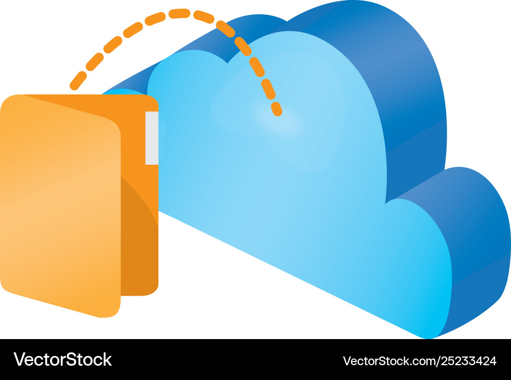 3d cloud computing icon with a folder symbol vector image