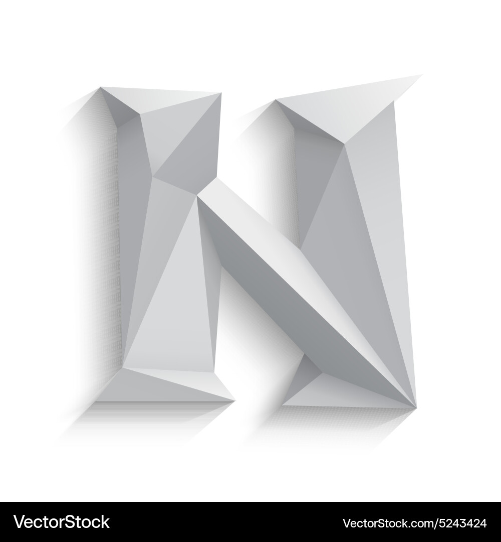 3D White Letter N Polygon vector image