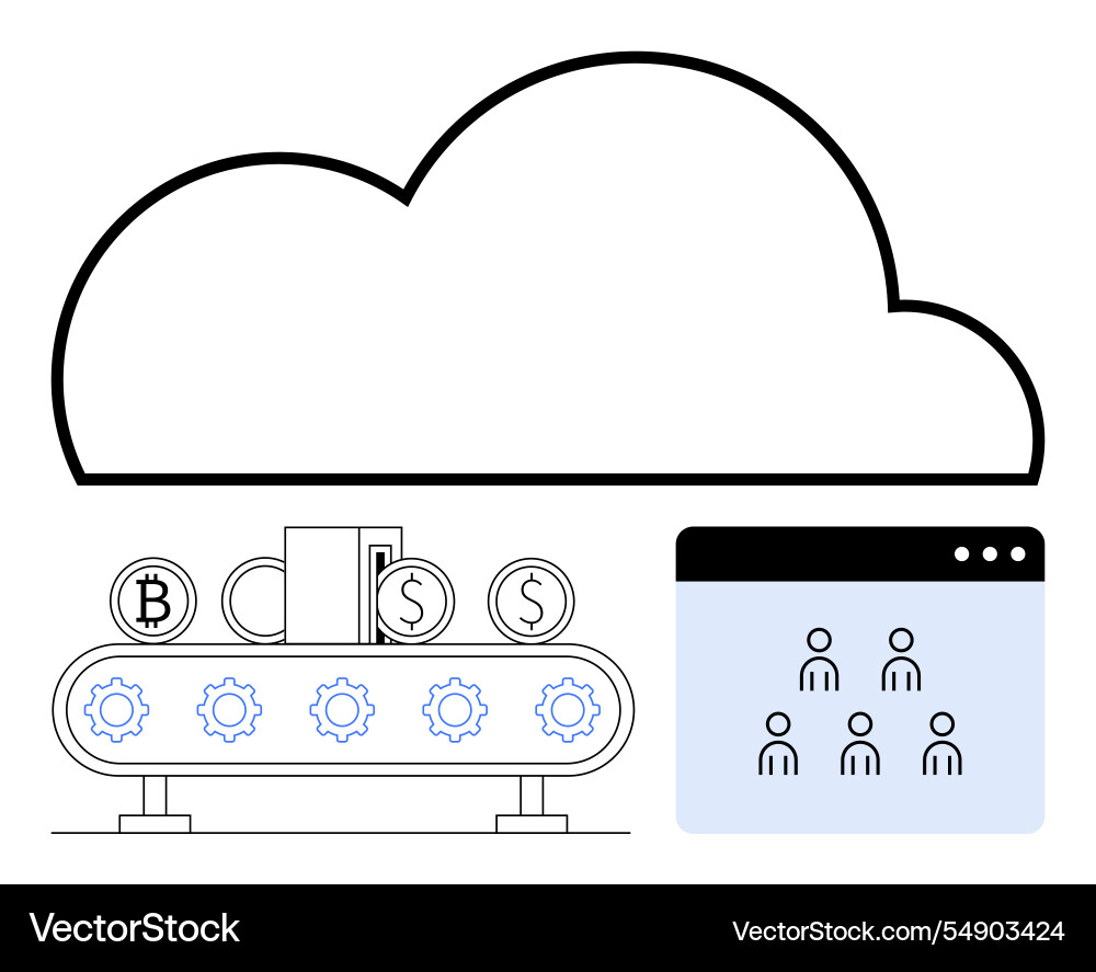Cloud computing and cryptocurrency integration Cloud computing and cryptocurrency integration vector image