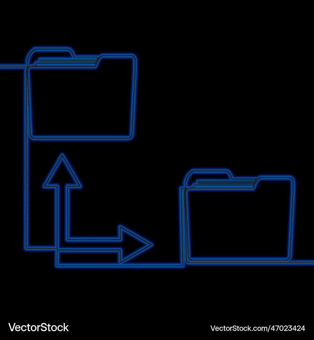 Continuous line synchronization big data neon Vector Image