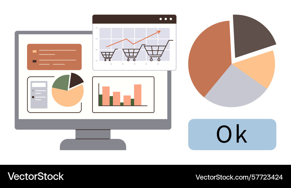 Data analytics dashboard with charts graphs Data analytics dashboard with charts graphs vector image