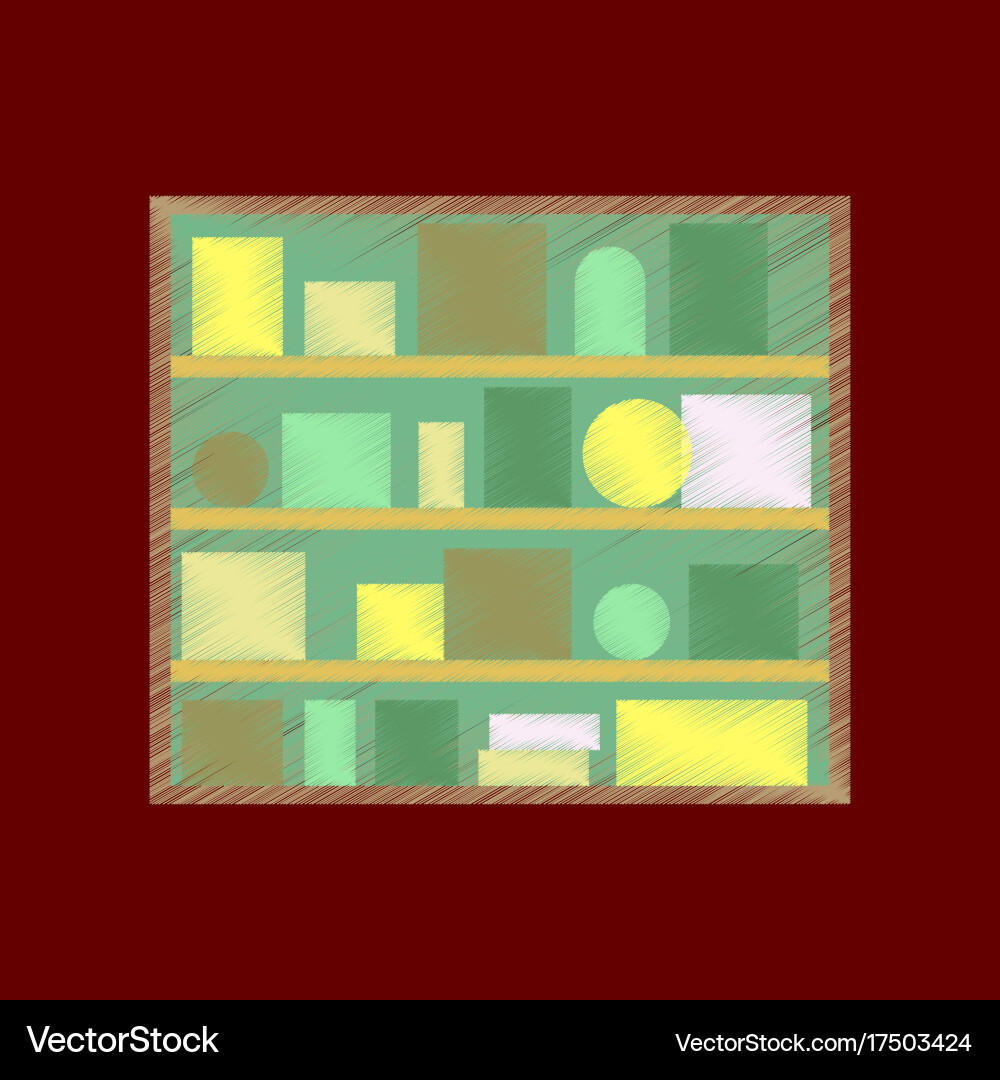 Flat shading style icon bookshelf vector image