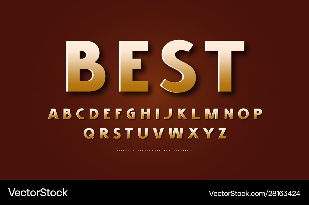Golden colored sans serif font Golden colored sans serif font vector image