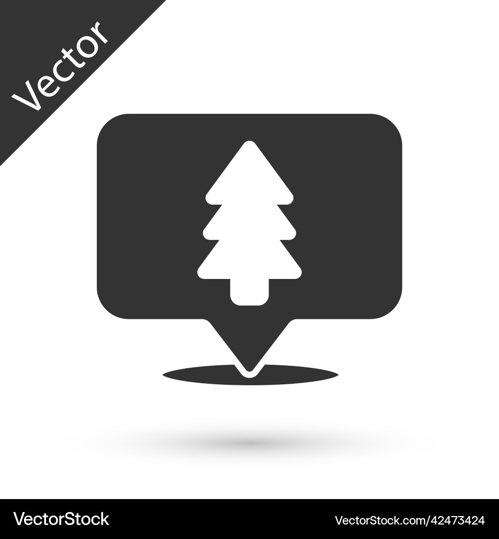 Grey location of the forest on a map icon isolated Grey location of the forest on a map icon isolated vector image