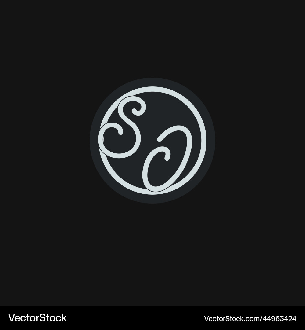 Initials so logo monogram with simple circle line Initials so logo monogram with simple circle line Vector Image