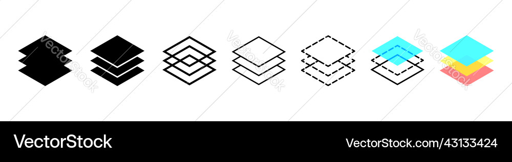 Layered Stack Icons - Levels Vector Image